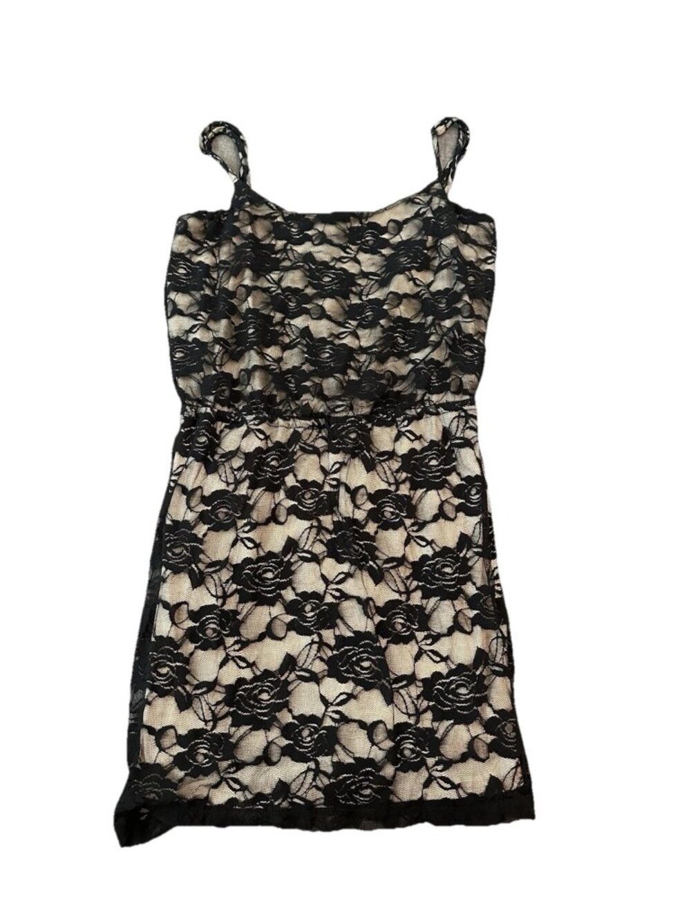 Paper Doll Black Lace Overlay Dress L Cocktail Whimsigoth Floral Gothic‎ Y2K